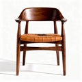 Heat resistant brown wooden chair with leather seat and backrest 50 x 55 x 75cm