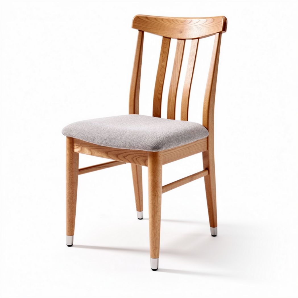 Wooden dining chair with gray fabric seat cushion 45 x 45 x 85cm