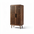 Wooden storage cabinet with slat design and spacious interior 80 x 40 x 180cm