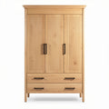 Wooden wardrobe with three doors and two drawers 80 x 40 x 180cm natural finish