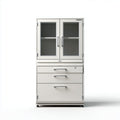 Wooden and metal rolling storage cabinet with glass door 80 x 40 x 180cm