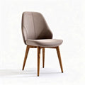 Leather dining chair with wooden legs in beige color 45 x 50 x 85cm
