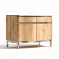 Wooden sideboard with ribbed front and metal legs 90 x 45 x 80cm