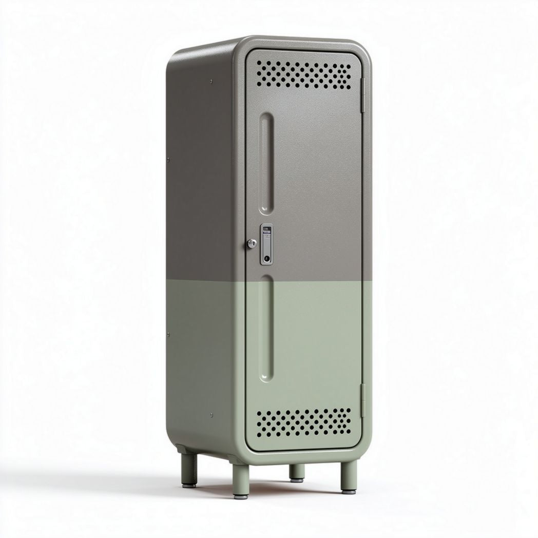 Metal storage cabinet with lockable door and ventilation 45 x 30 x 120cm green and gray