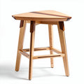 Triangular wooden side table with natural finish and dimensions 45 x 45 x 75cm