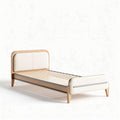 Wooden bed frame with upholstered headboard and slatted base 190 x 90 x 30cm