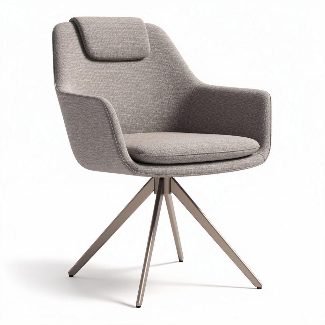 Fabric upholstered swivel chair with metal base 60 x 60 x 85cm gray