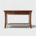 Walnut console table with stainless steel legs and storage drawer 90 x 40 x 75cm