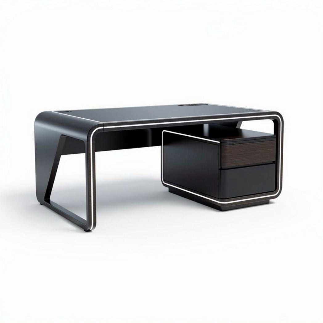 Modern black coffee table with storage drawer 120 x 60 x 45cm